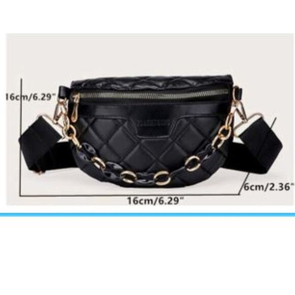 FANNY PACK Designer Paris Style SAFETY Bum Bag PUFF QUILT Modern Chain City Chic - Picture 11 of 14